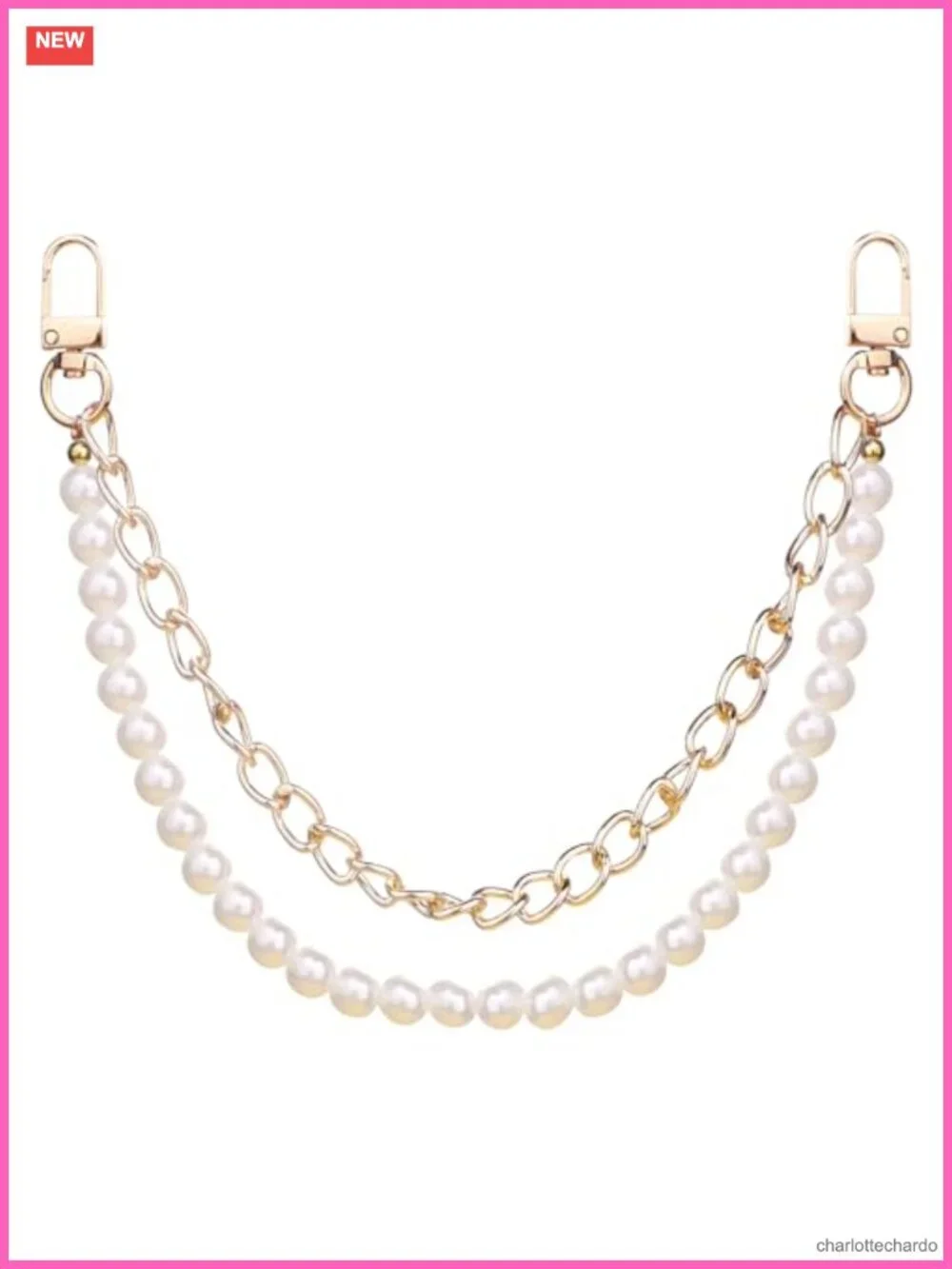 Pearl Purse Chain Bag Charm Gold Straps Handbag Accessory Lobster Clasp